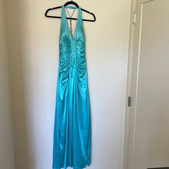 Dresses | Elegant Turquoise Halter Dress Prom Homecoming | Poshmark
